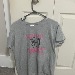 Gildan Gray Kids T-Shirt with Pink Pony Print